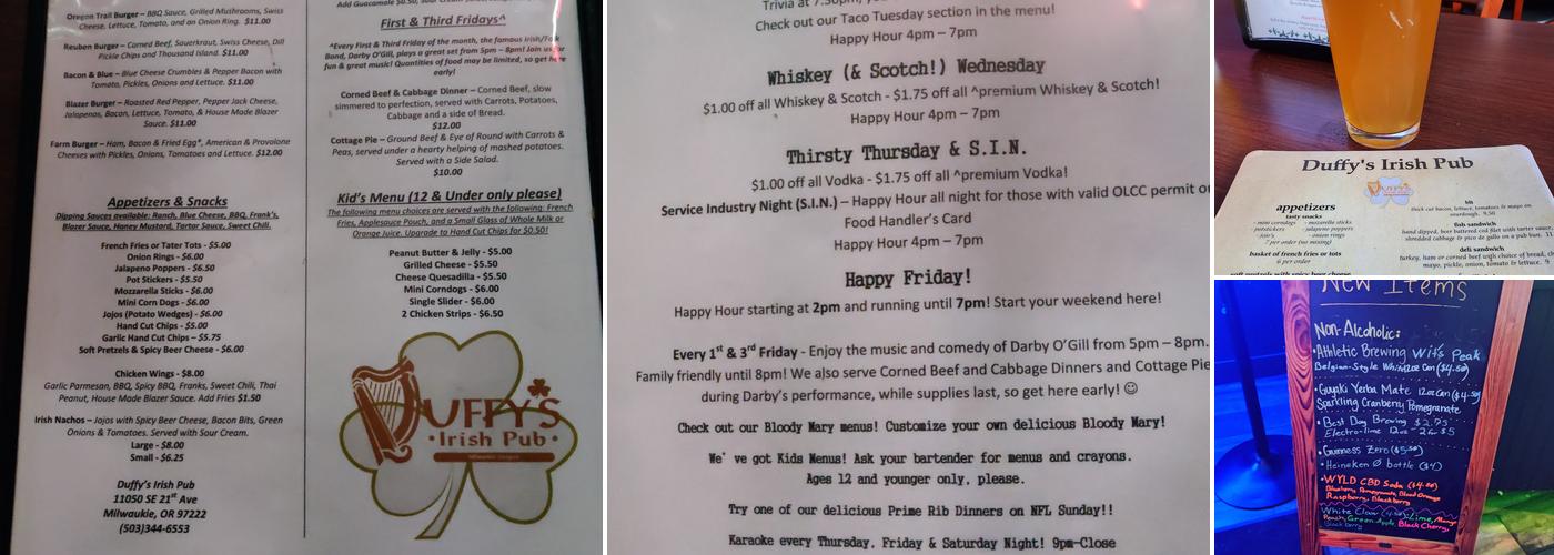 Duffy's Pub Menu