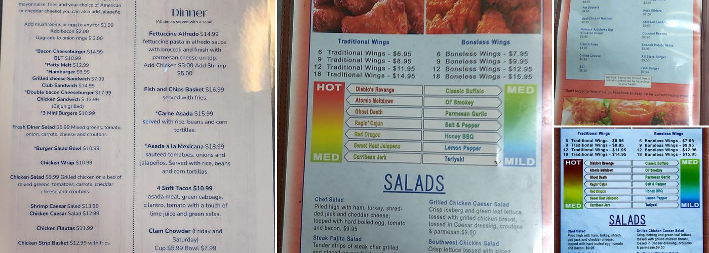 All Stars Sports Grill Menu