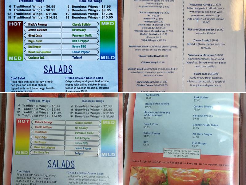 All Stars Sports Grill Menu