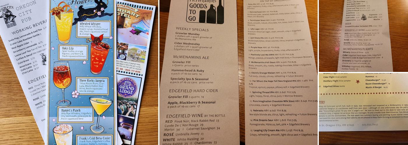 McMenamins Oregon City Menu