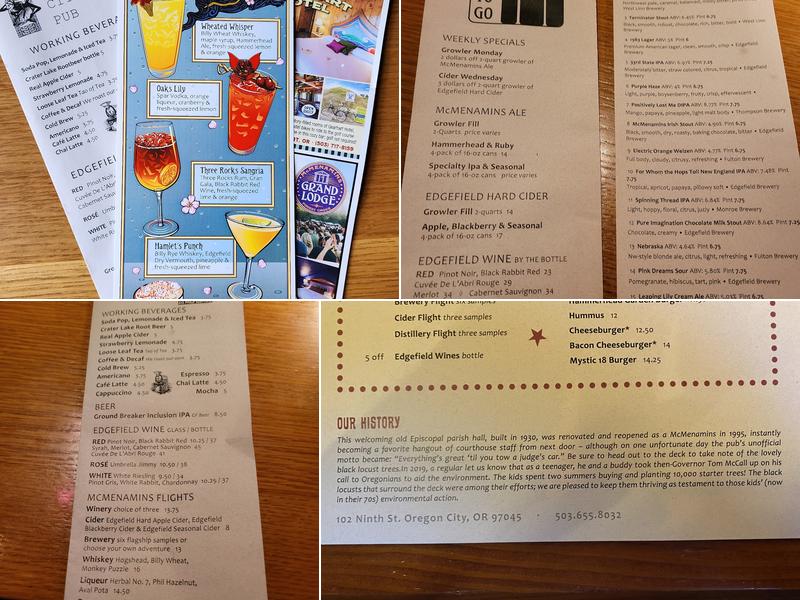 McMenamins Oregon City Menu