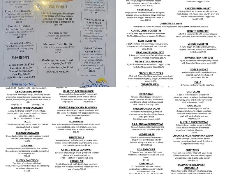 Ice House Menu