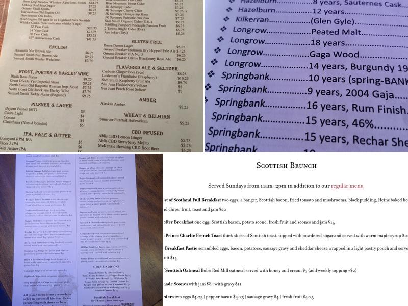 The Highland Stillhouse Menu