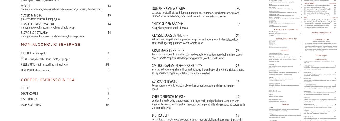 Fratelli Ponzi Fine Food and Wine Bar Menu