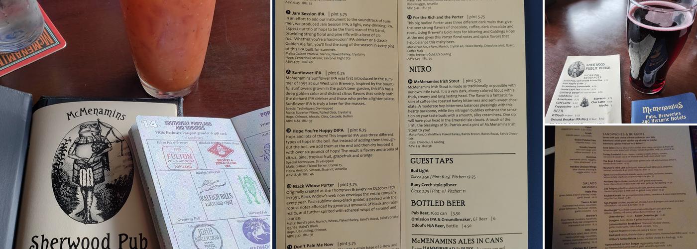 McMenamins Sherwood Menu