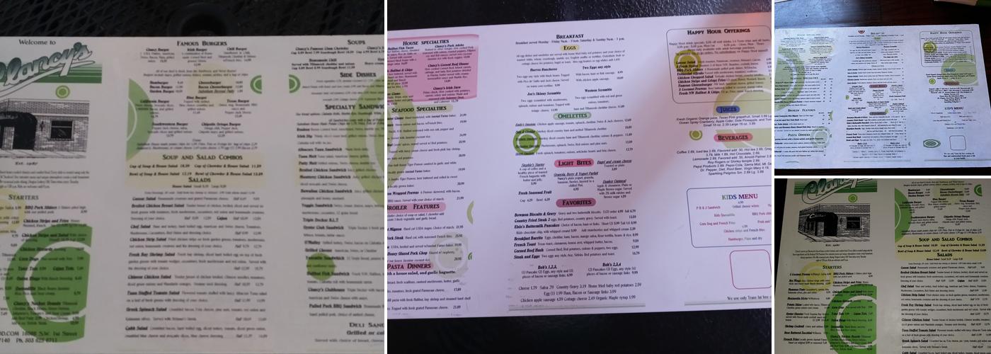 Clancy's Menu