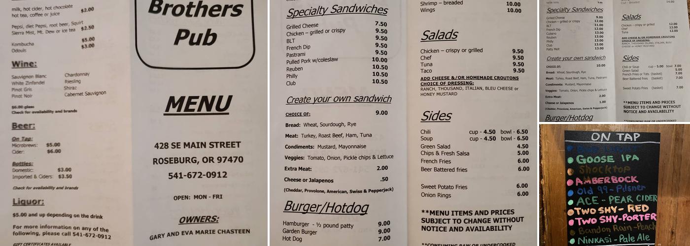 Little Brothers Pub Menu