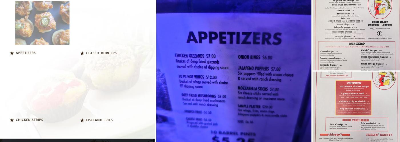 Chicken-N-Cheers II Menu