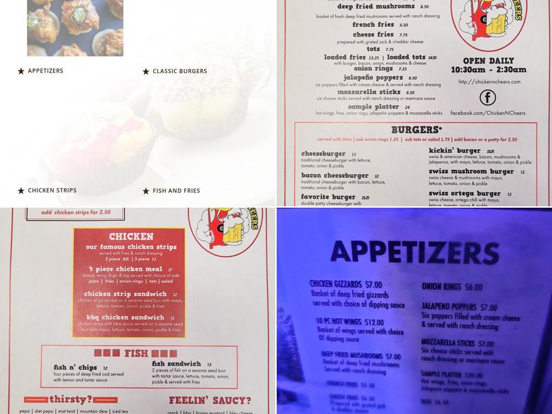 Chicken-N-Cheers II Menu
