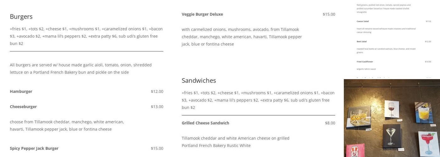 Slingshot Lounge Menu