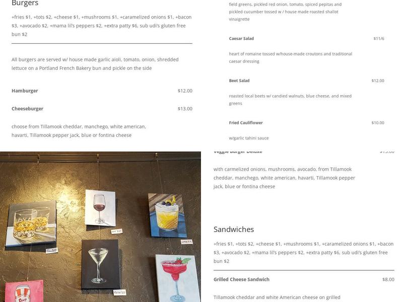 Slingshot Lounge Menu