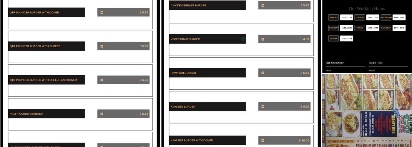 Thanet Kebab and Pizza Menu