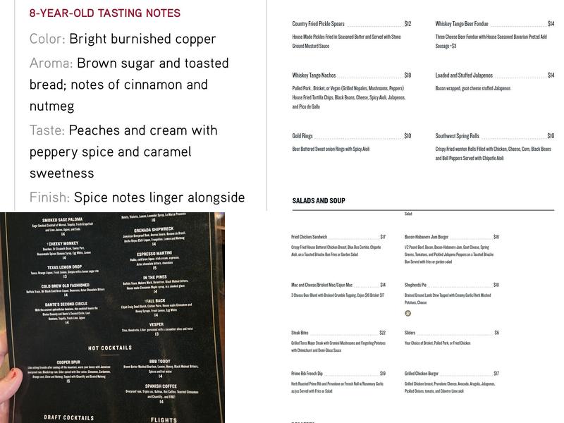 Whiskey Tango Menu