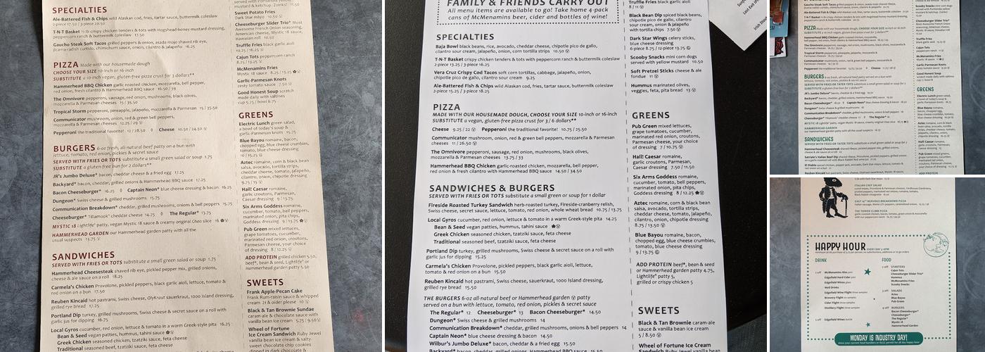 McMenamins East Vancouver Menu