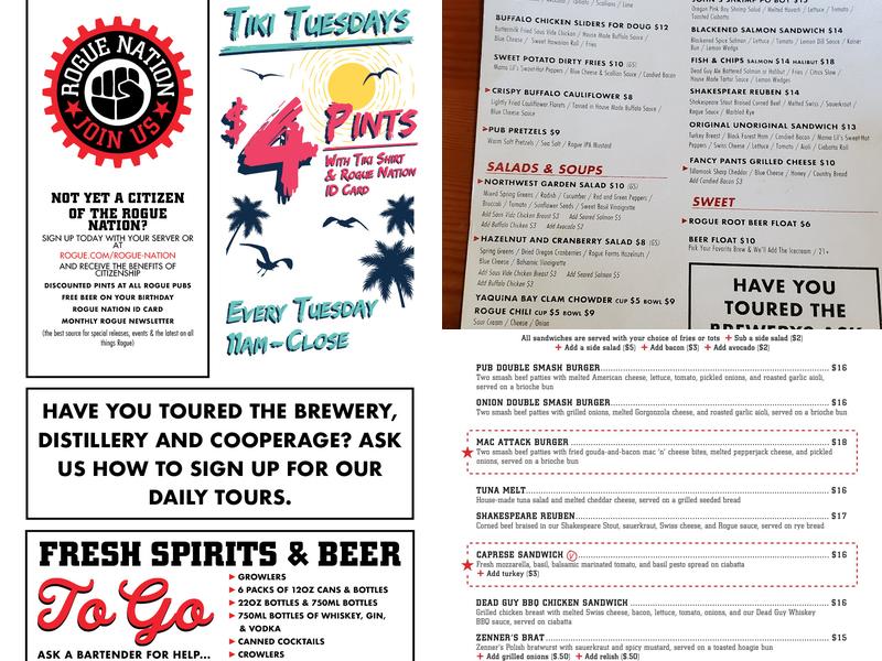 Rogue Ales & Spirits Menu