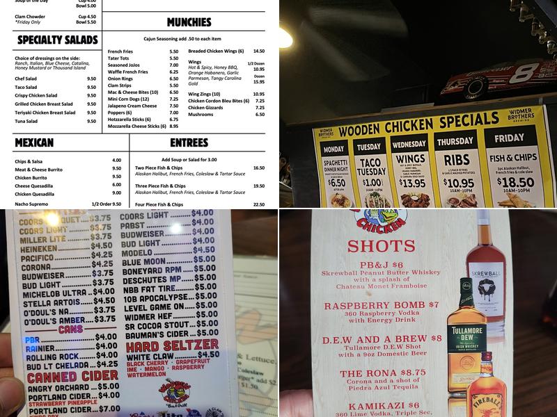 Wooden Chicken Pub Menu