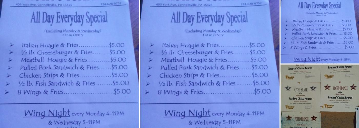 York Bar Menu