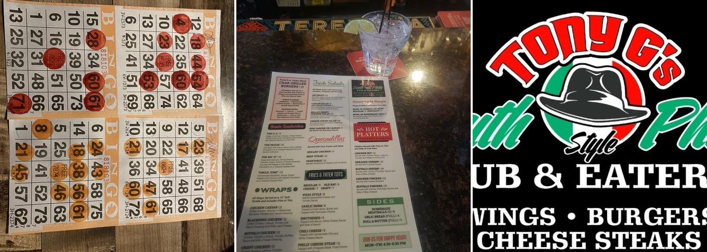 Tony G's Pub and Eatery Menu