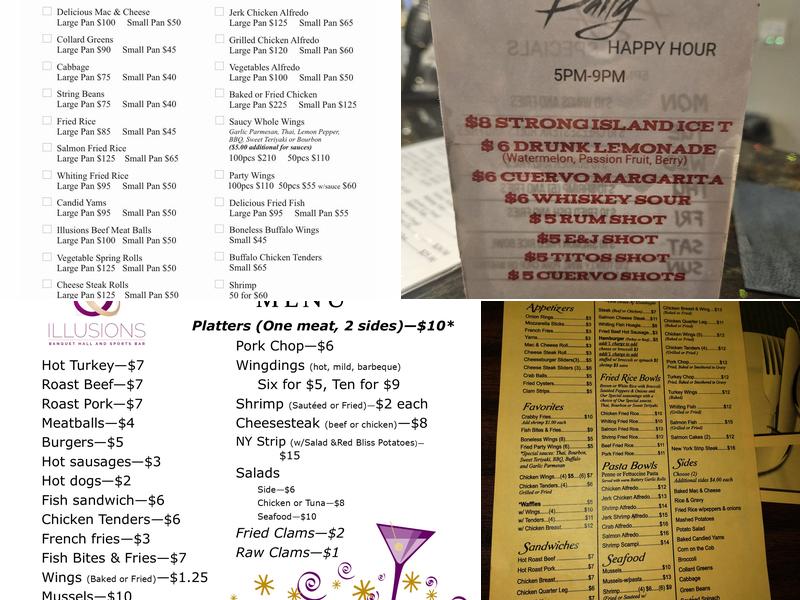 Illusions Banquet Hall and Sports Bar Menu