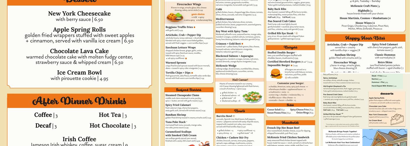 McKenzie Brew House Menu
