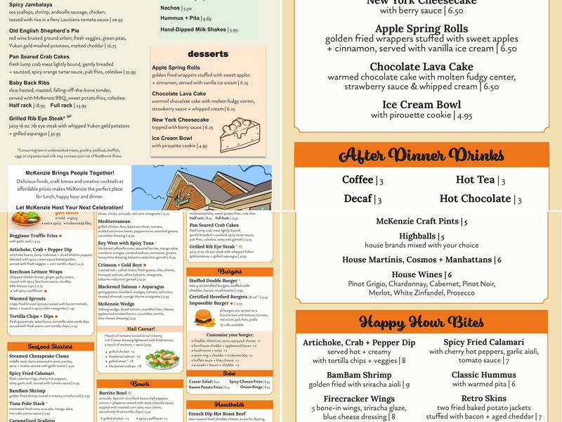 McKenzie Brew House Menu