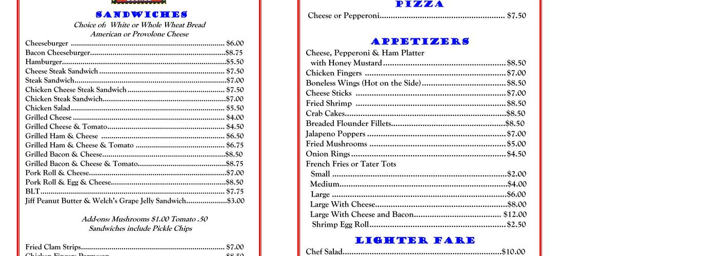 Brickette Lounge Menu