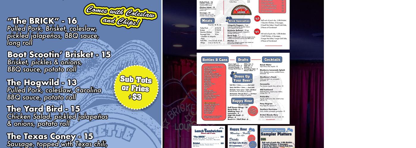 Brickette Lounge Menu