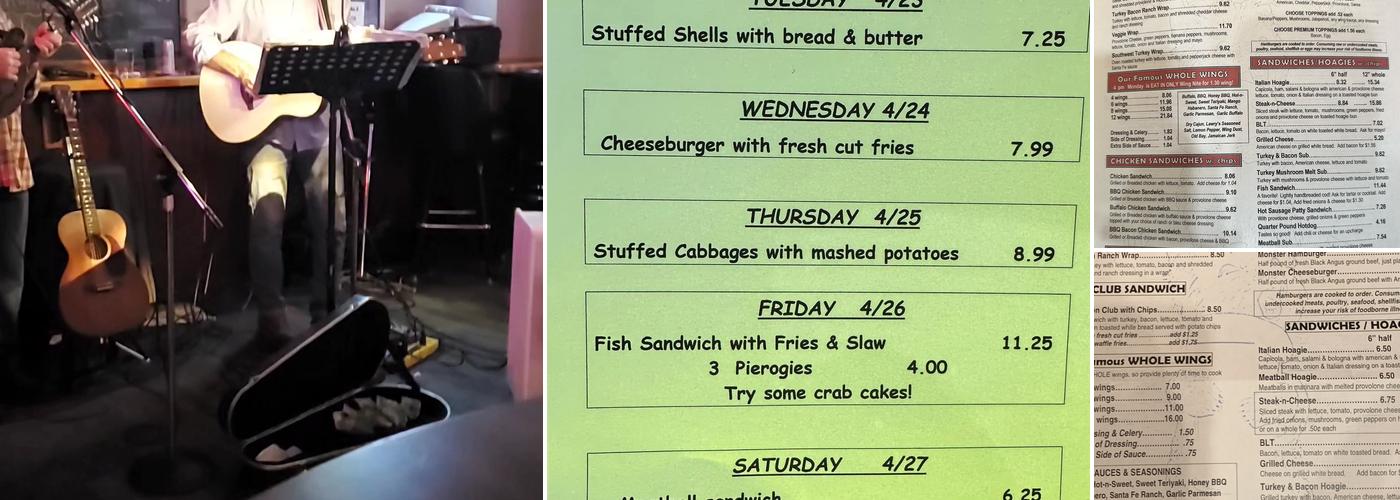 Park Valley Lounge Bar Menu