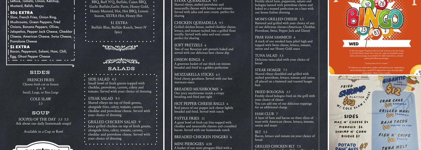 Pleasant Bar Menu