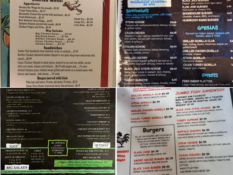 Monkey Bar Menu
