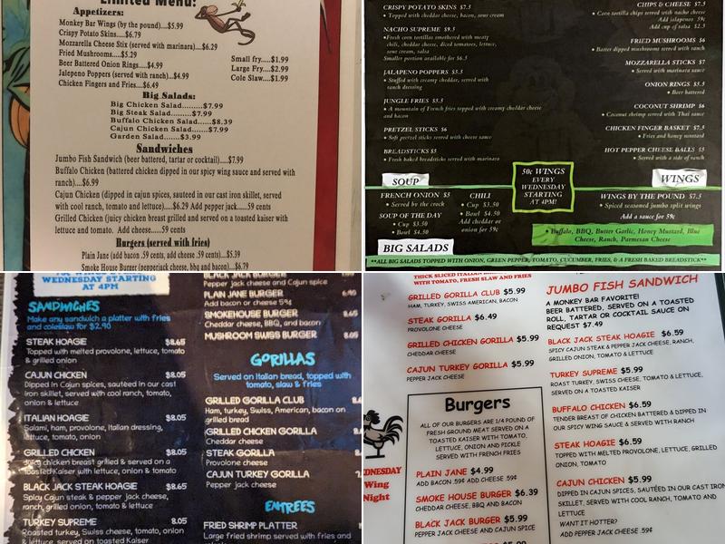 Monkey Bar Menu