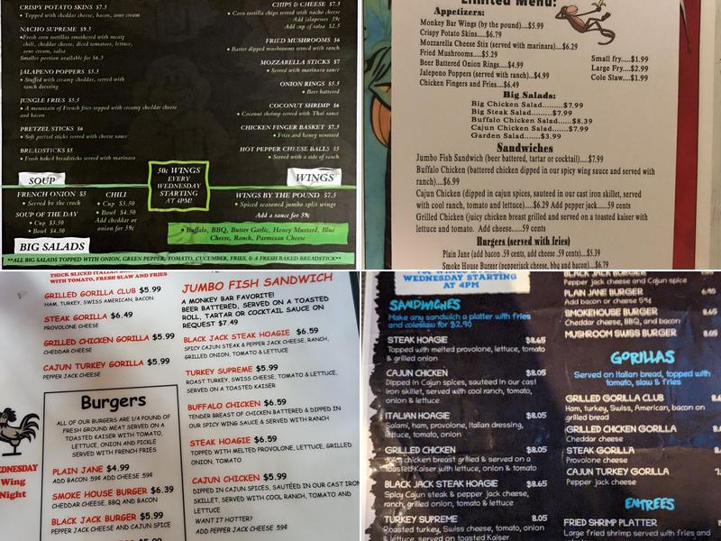 Monkey Bar Menu