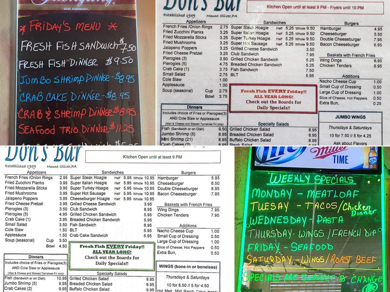 Don's Bar Menu