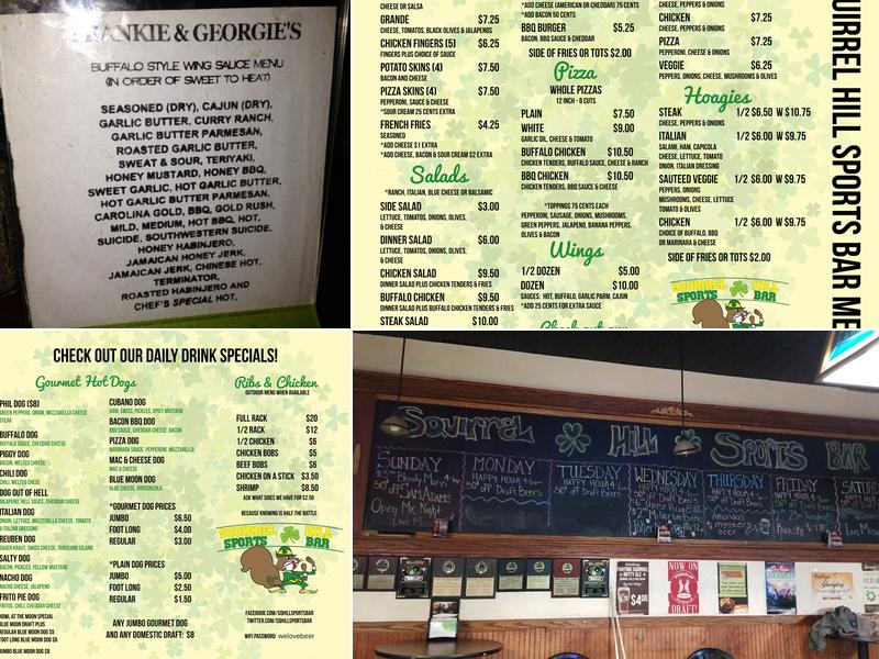 Squirrel Hill Sports Bar Menu