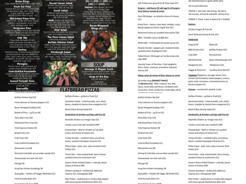 Penn Hotel Sports & Raw Bar Menu