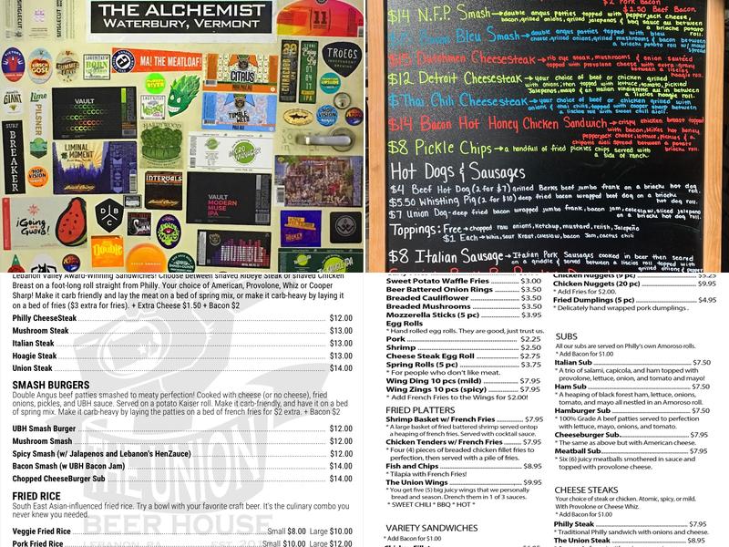 The Union Beer House Menu
