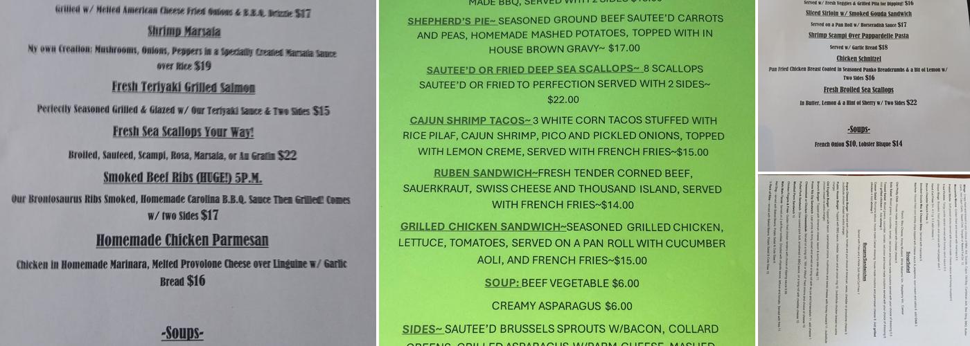 Pigeon Creek Saloon & Eatery Menu