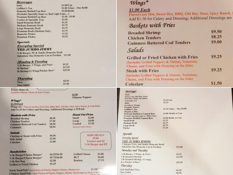 Jim & Jimmie's Menu