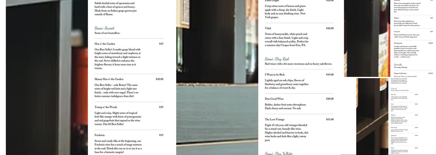 Greenhouse Winery-North Huntingdon Menu