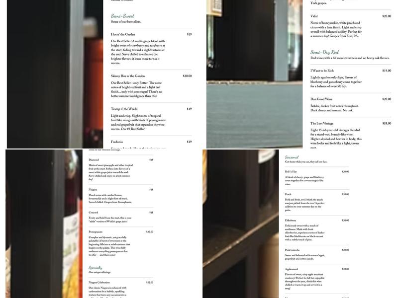 Greenhouse Winery-North Huntingdon Menu