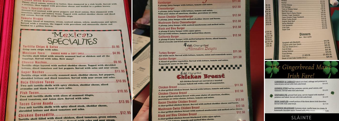 Gingerbread Man Menu