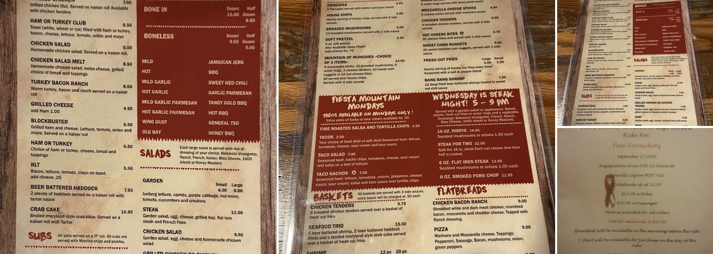 North Mountain Inn Inc Menu