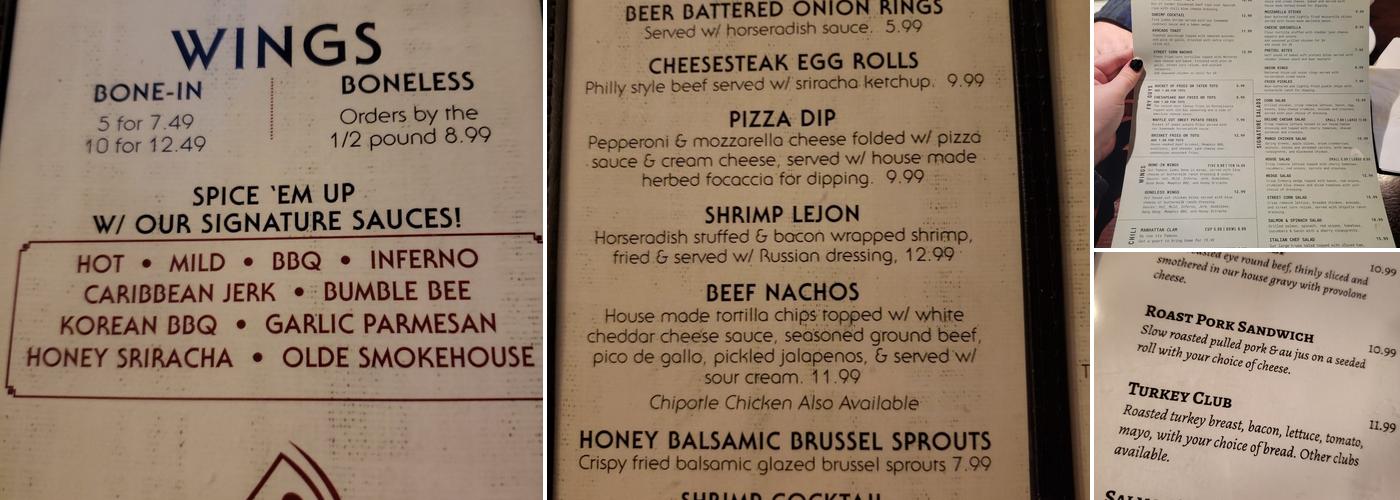 Duffer's Tavern Menu