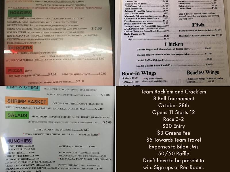 The Randy Bar Menu