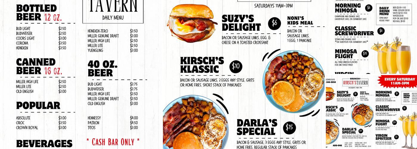Kirsch's Tavern Menu
