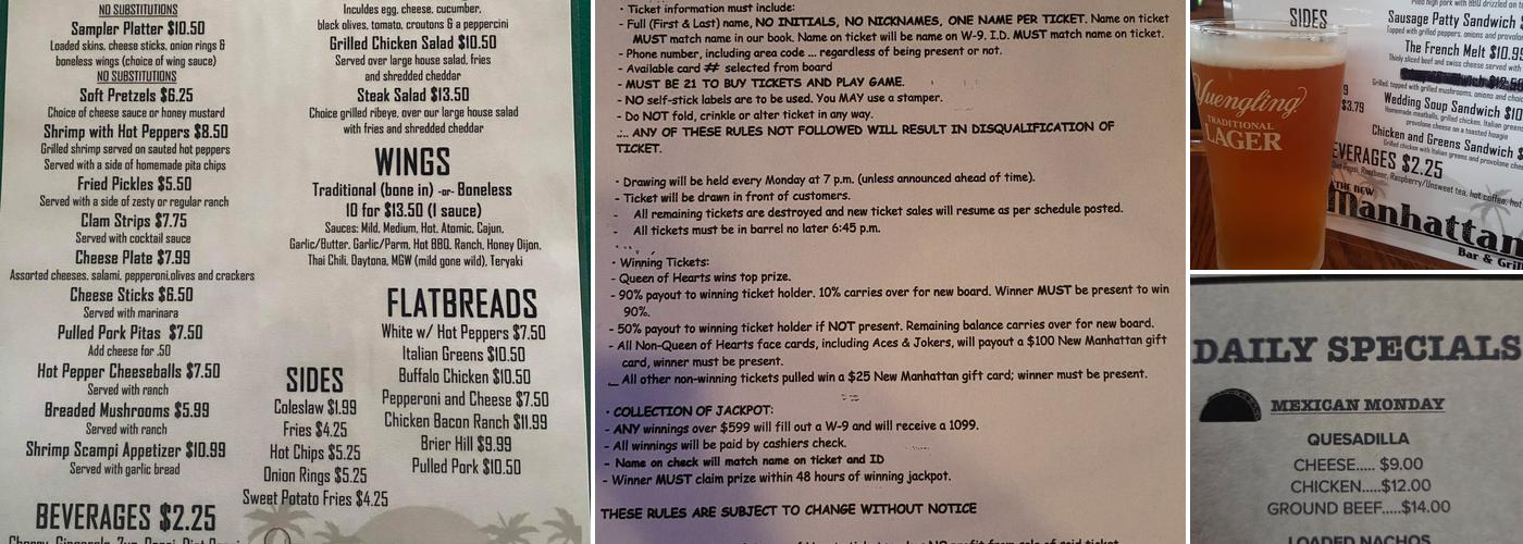 The New Manhattan Bar & Grill Menu