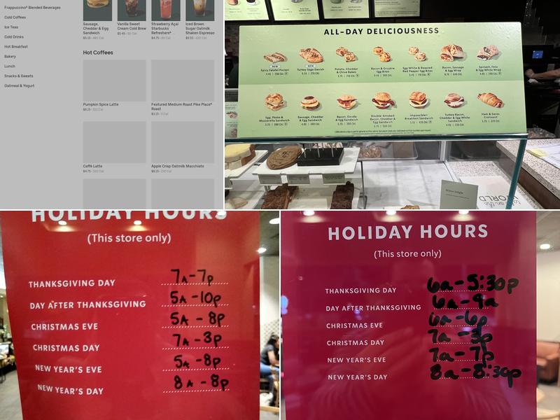 Starbucks Coffee Company Menu