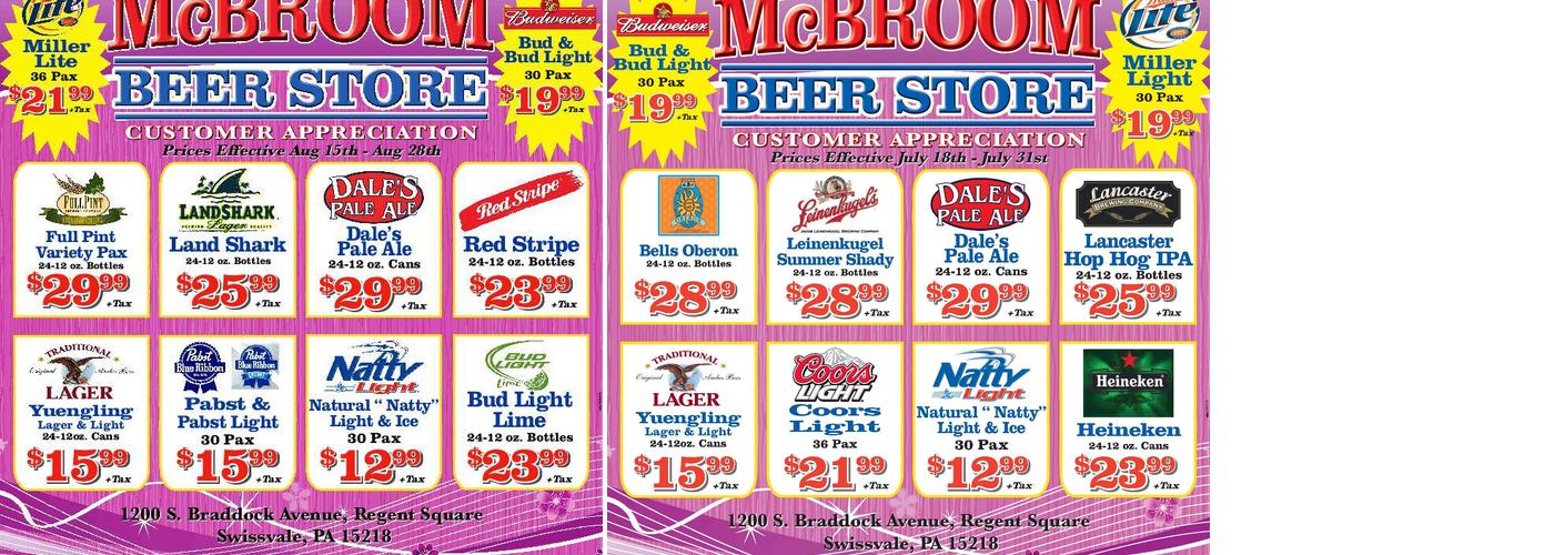 McBroom Distribution Menu