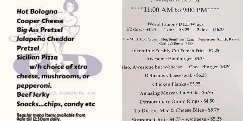 D&D Grille & Bar, LLC Menu