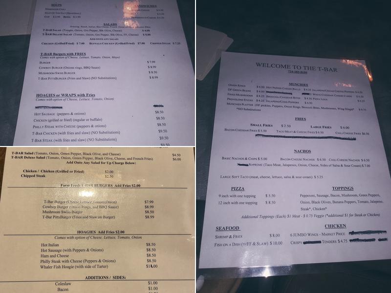 T-Bar Menu